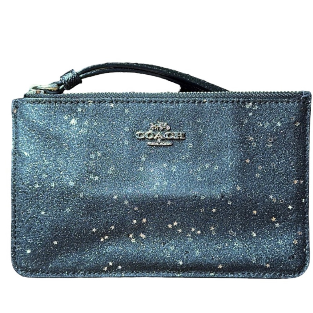 Coach Metallic Blue Glitter Wristlet